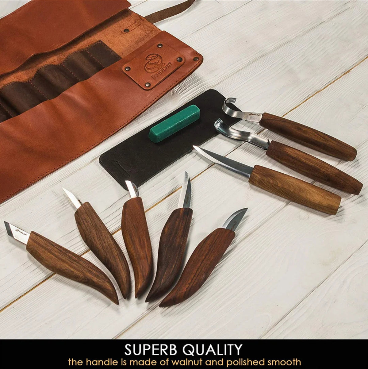Holzschnitzset in Ledertasche S18X