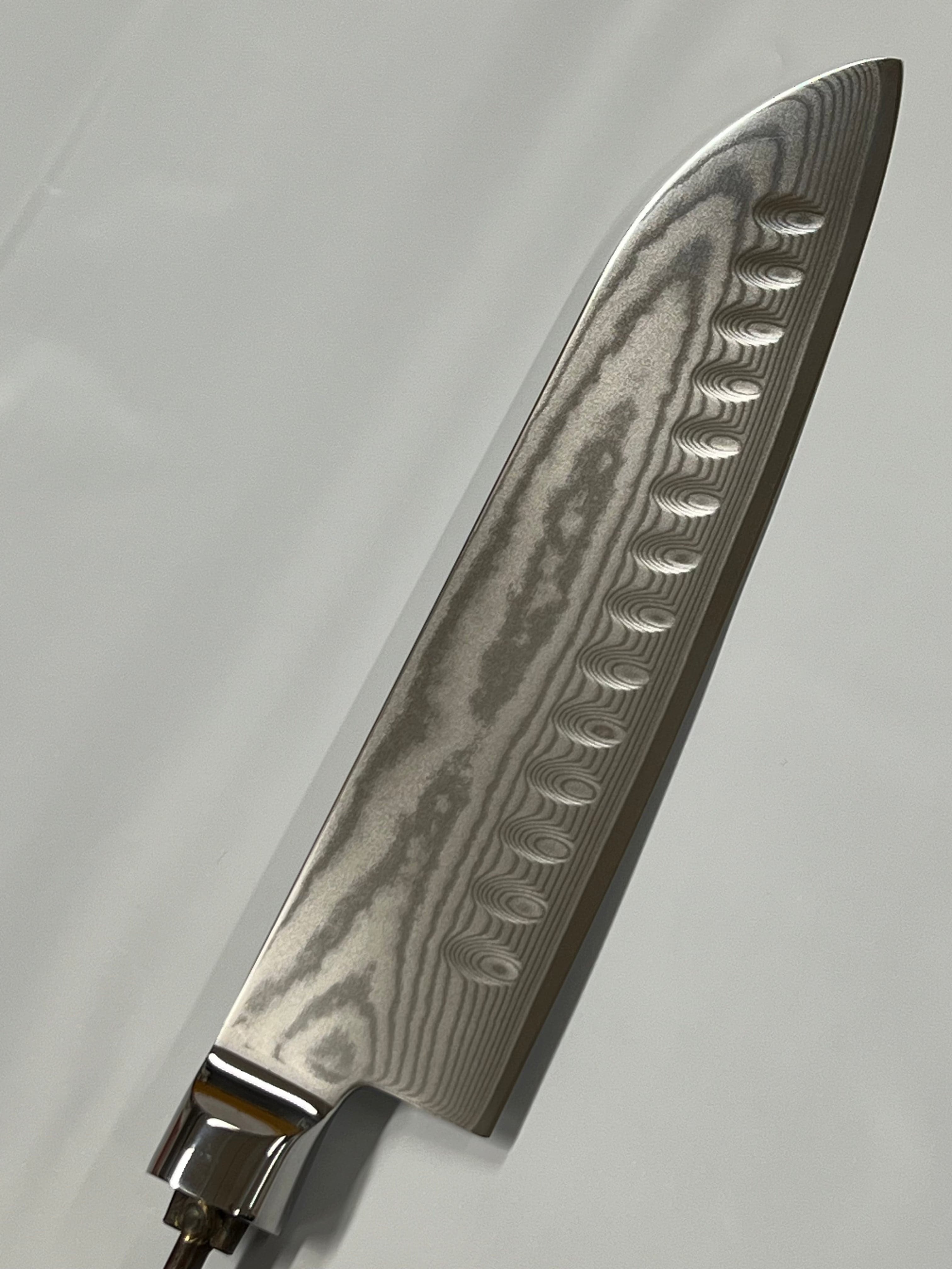 Santoku - AUS10 Damast Kochmesser 7" Erl mit Zwinge