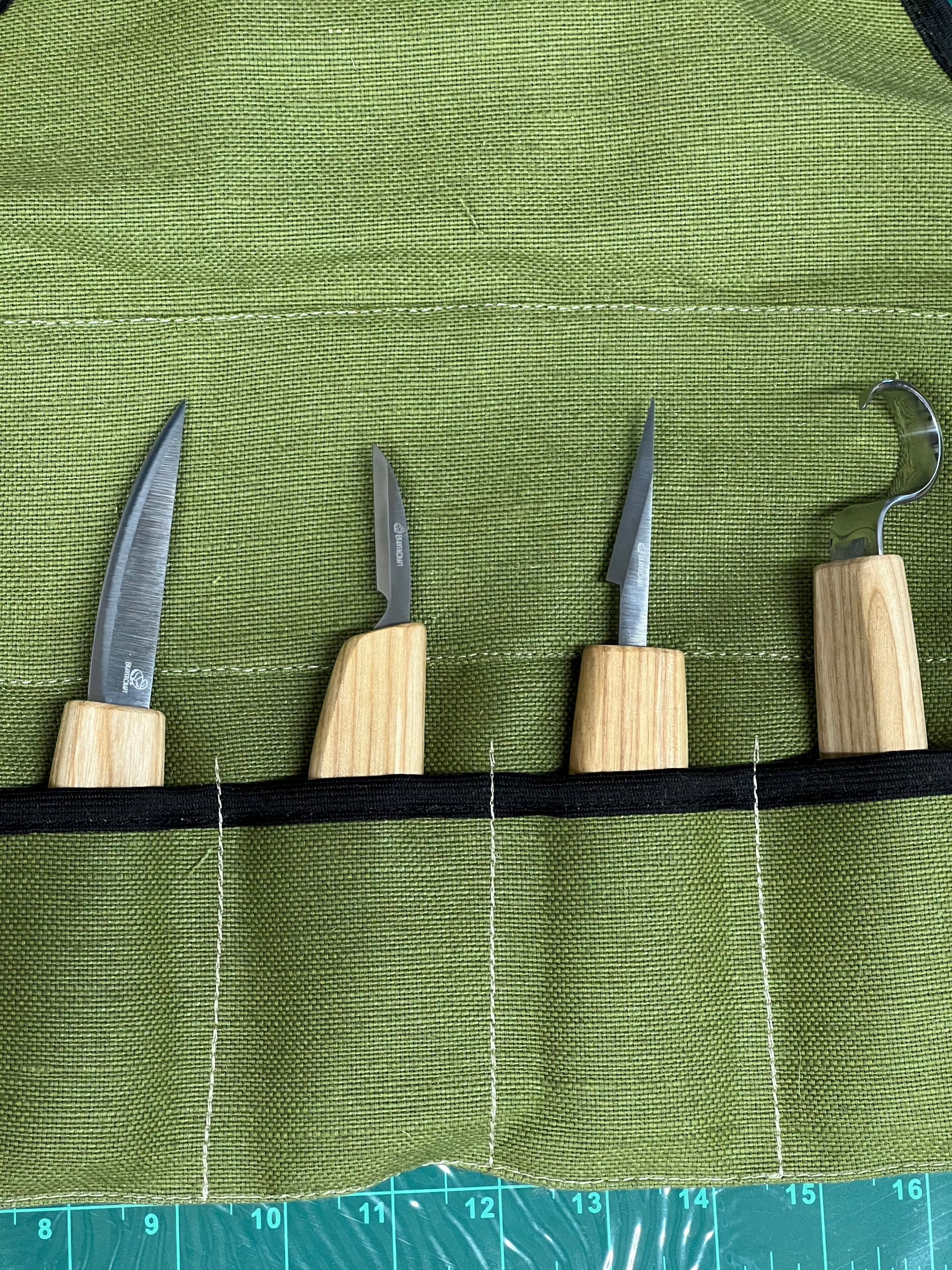 Holzbildhauer-Set S09 in Leinentasche mit 4 Eisen