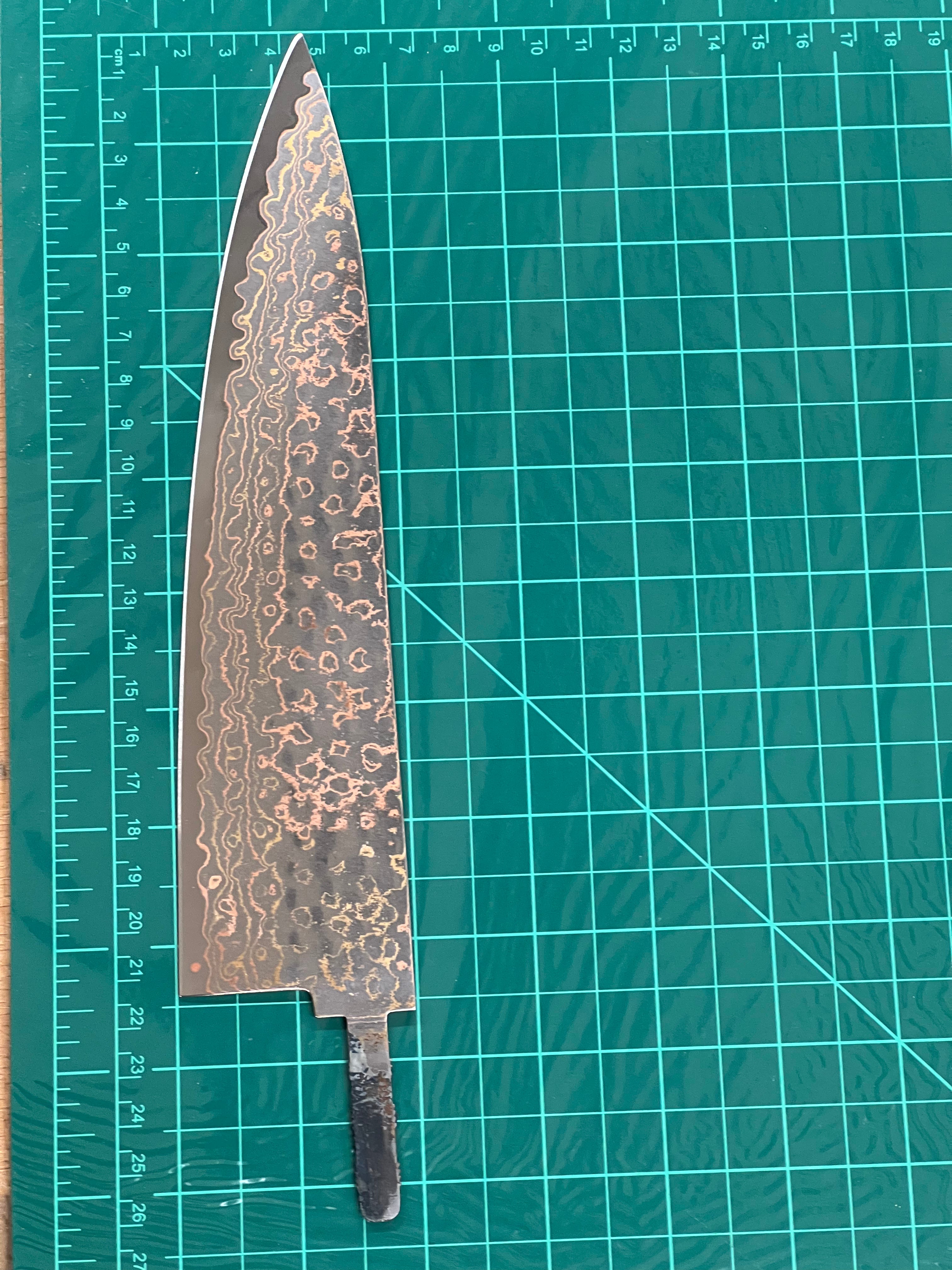 Kochmesser 220 mm Edelstahl Kupfer Damast