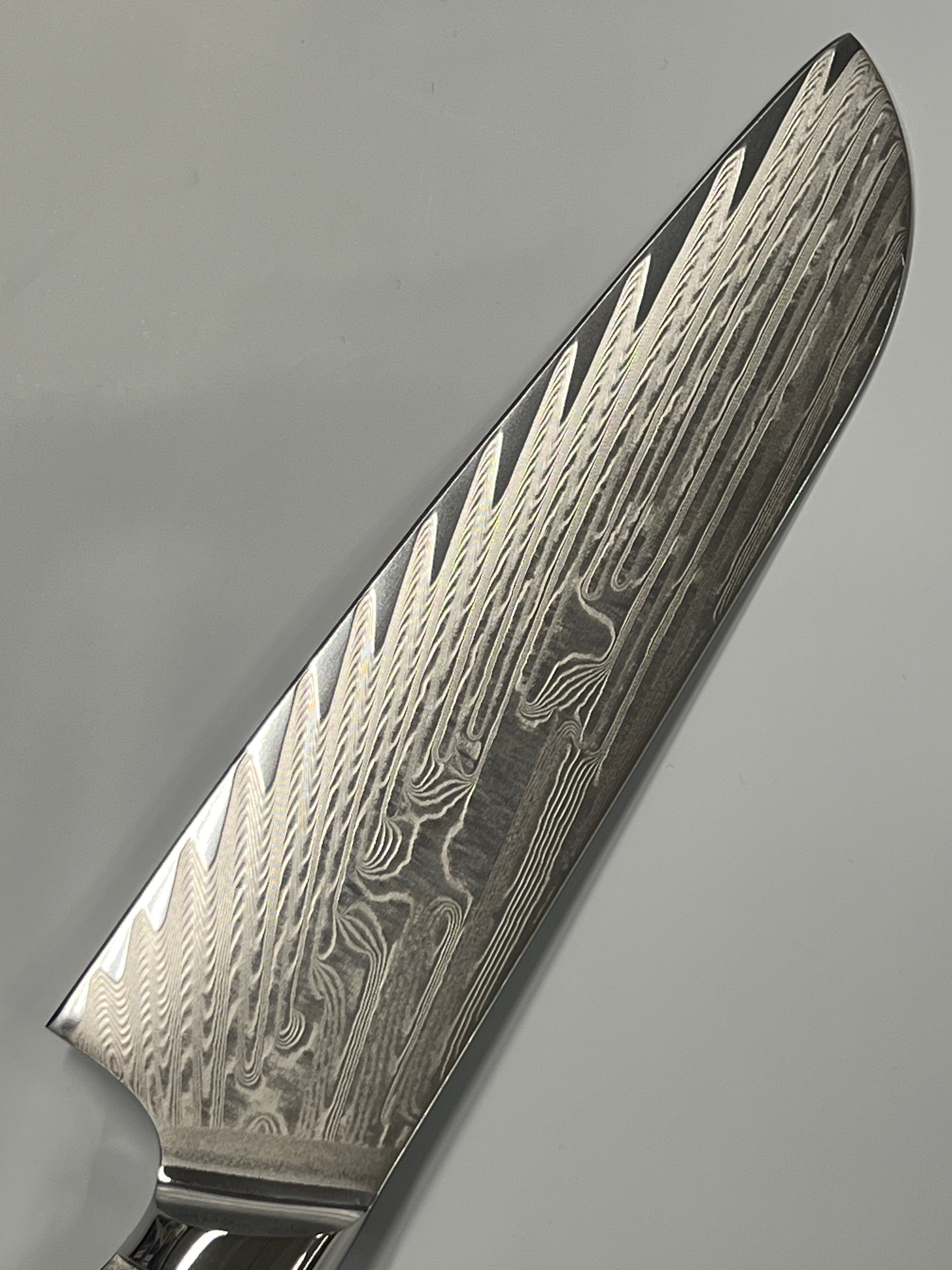 Santoku - VG10 Damast Kochmesser 8" Vollerl mit Zwingen