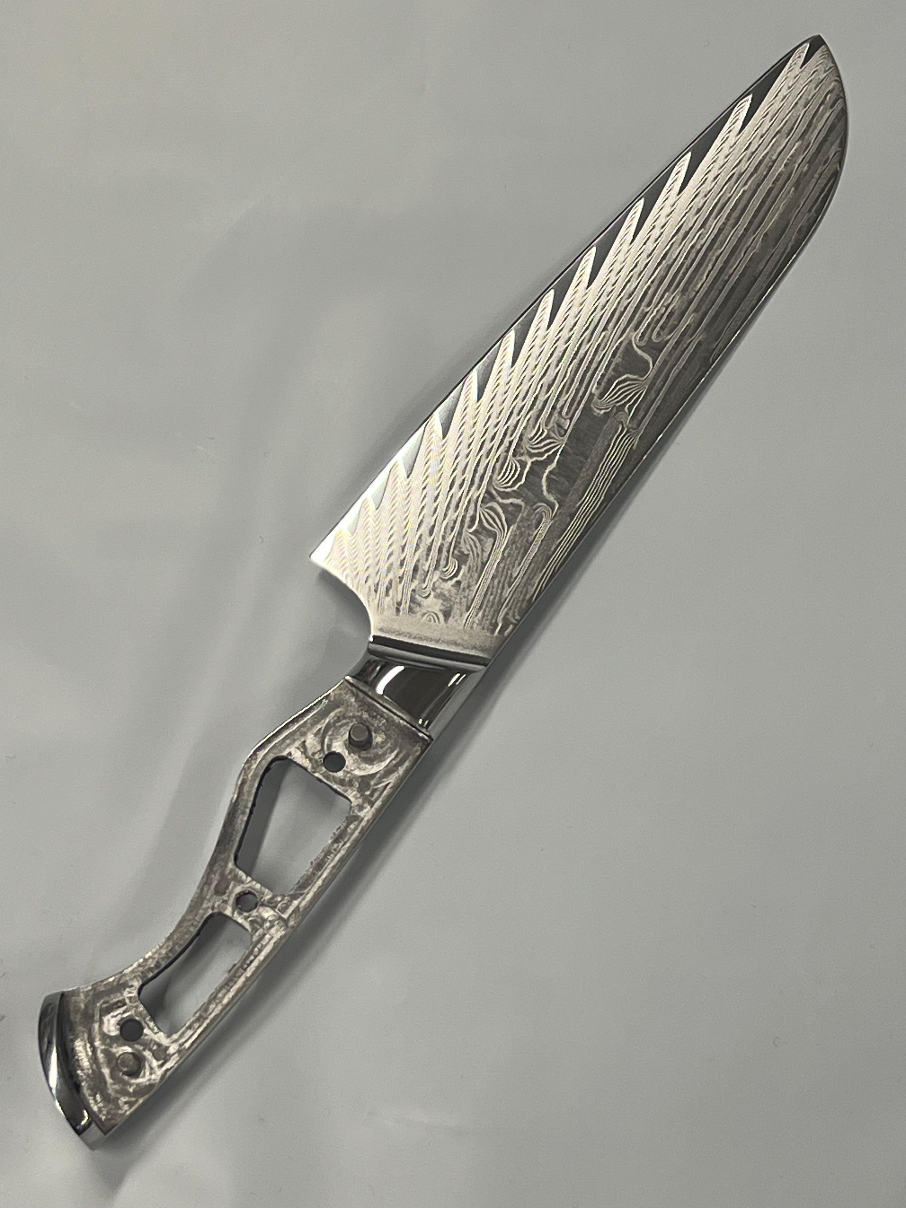 Santoku - VG10 Damast Kochmesser 8" Vollerl mit Zwingen