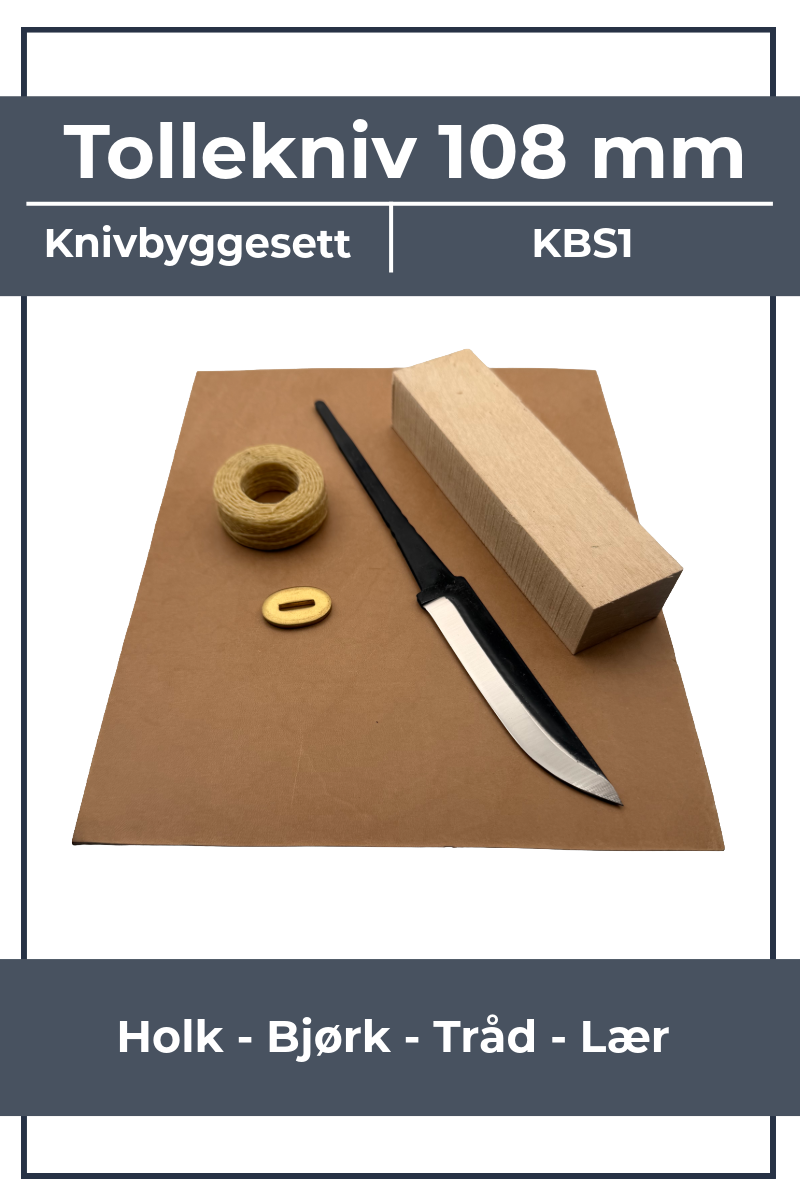 Messerbausatz KBS1 - 108mm mit Birke, Zwinge und Leder