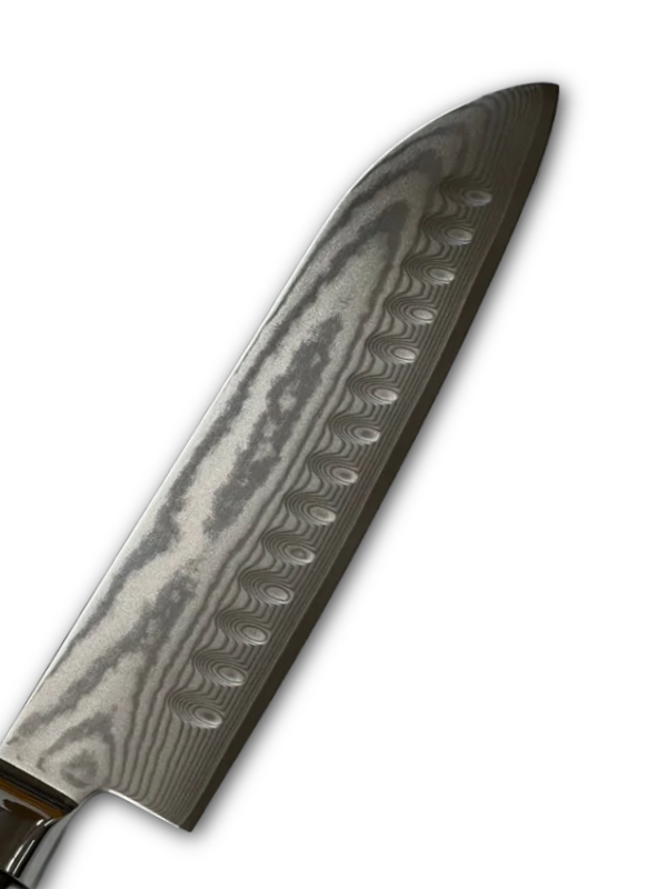 Santoku - AUS10 Damast Kochmesser 7" Erl mit Zwinge