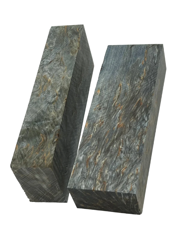 Maserbirke Blau - Stabilisierter Messerblock