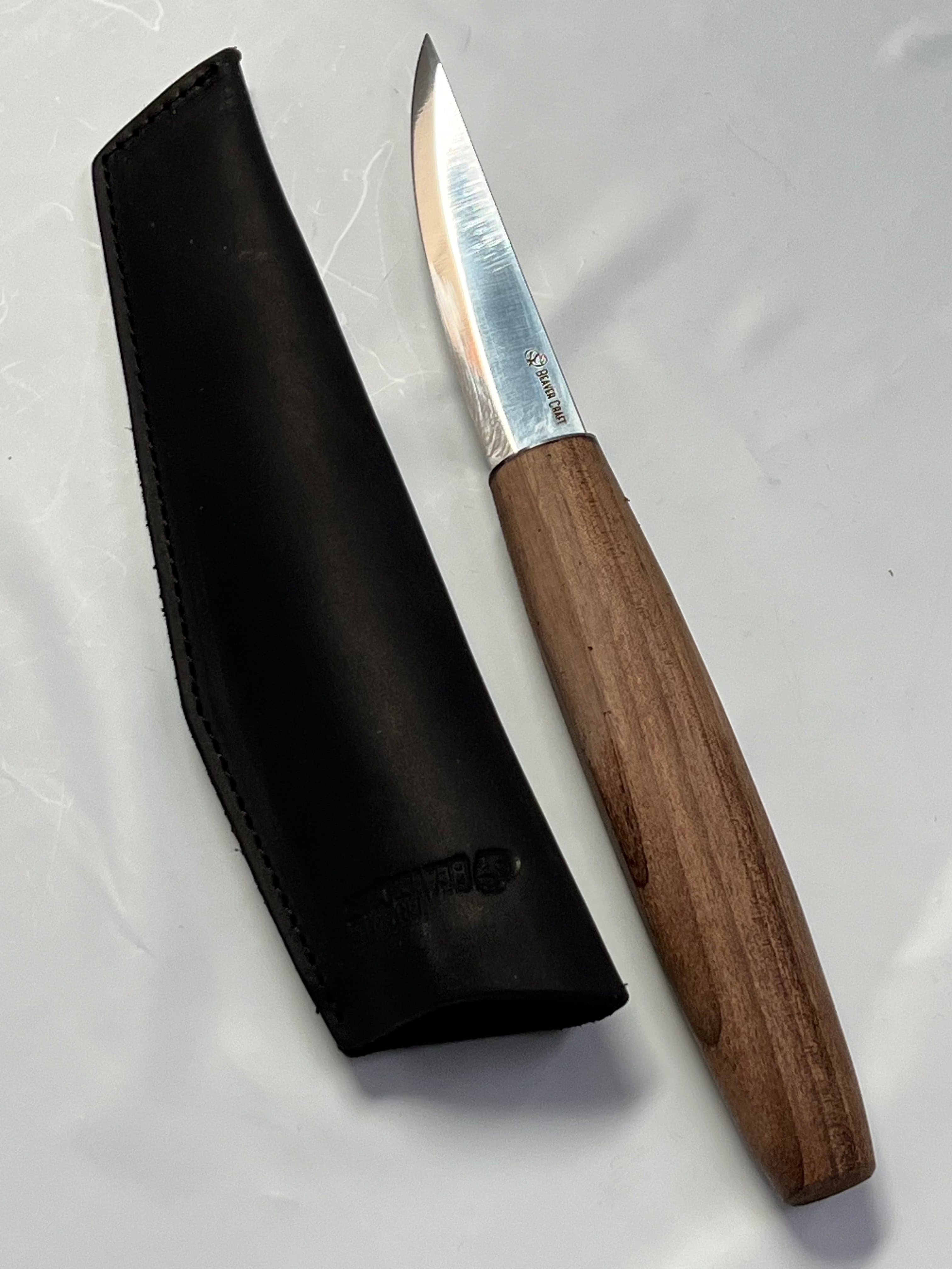 Holzschnitzmesser 78 mm C4X mit Lederscheide Beaver Craft