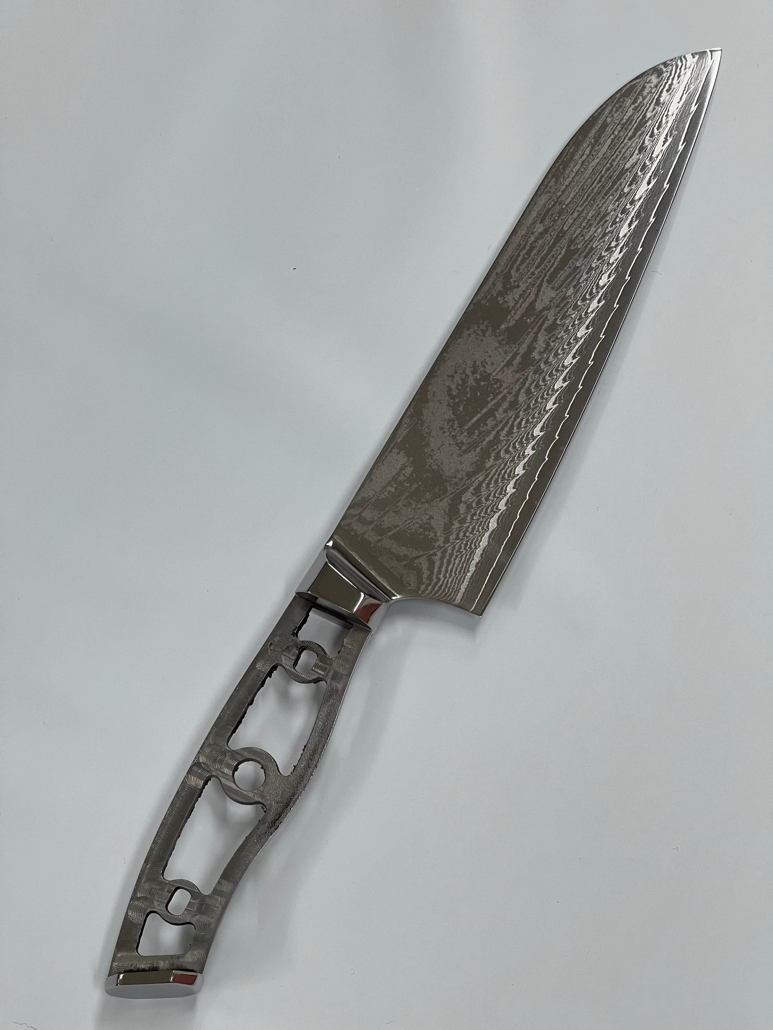 Santoku – AUS10 Damast Kochmesser 8" Vollerl mit Zwingen