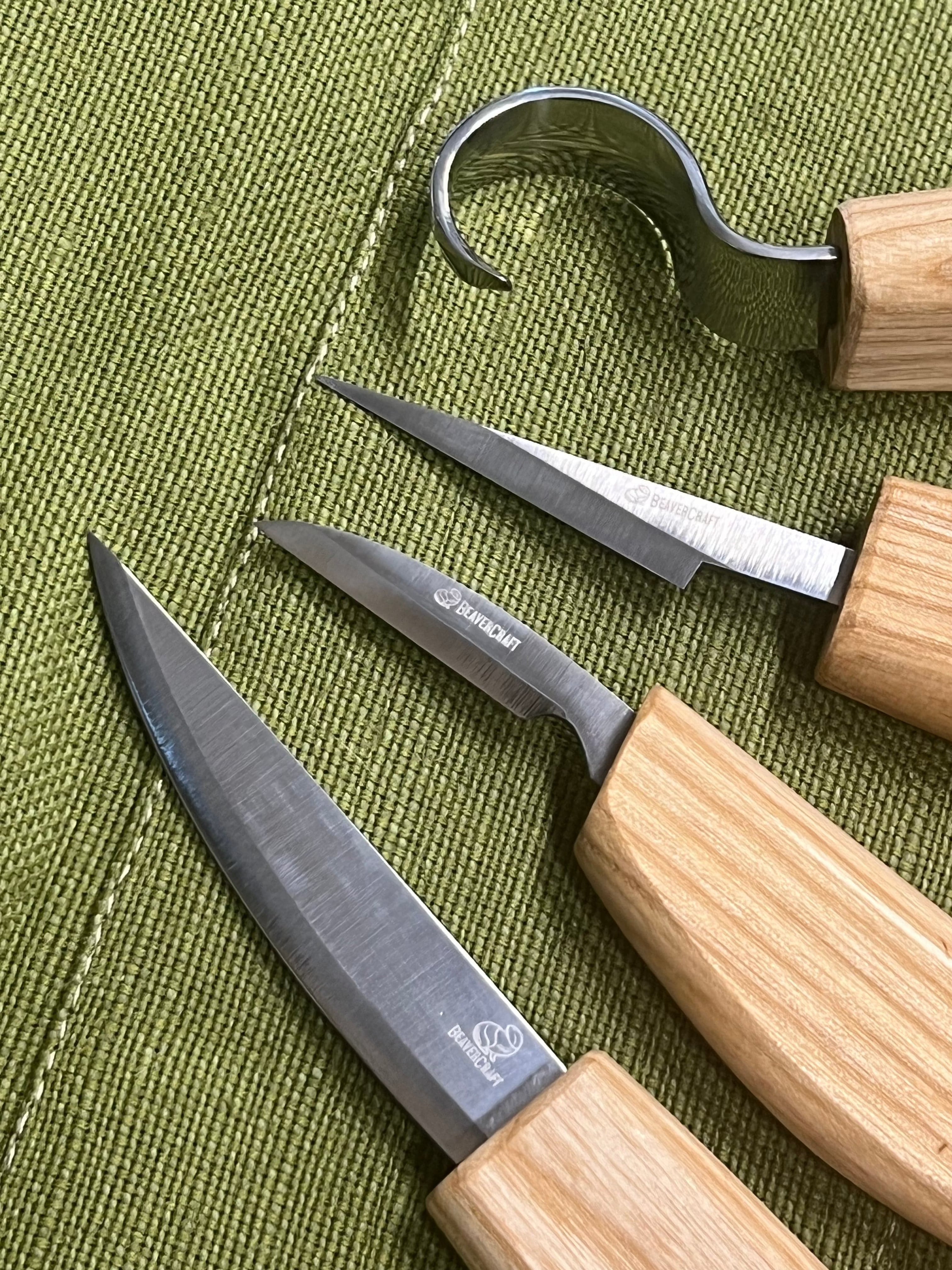 Holzbildhauer-Set S09 in Leinentasche mit 4 Eisen