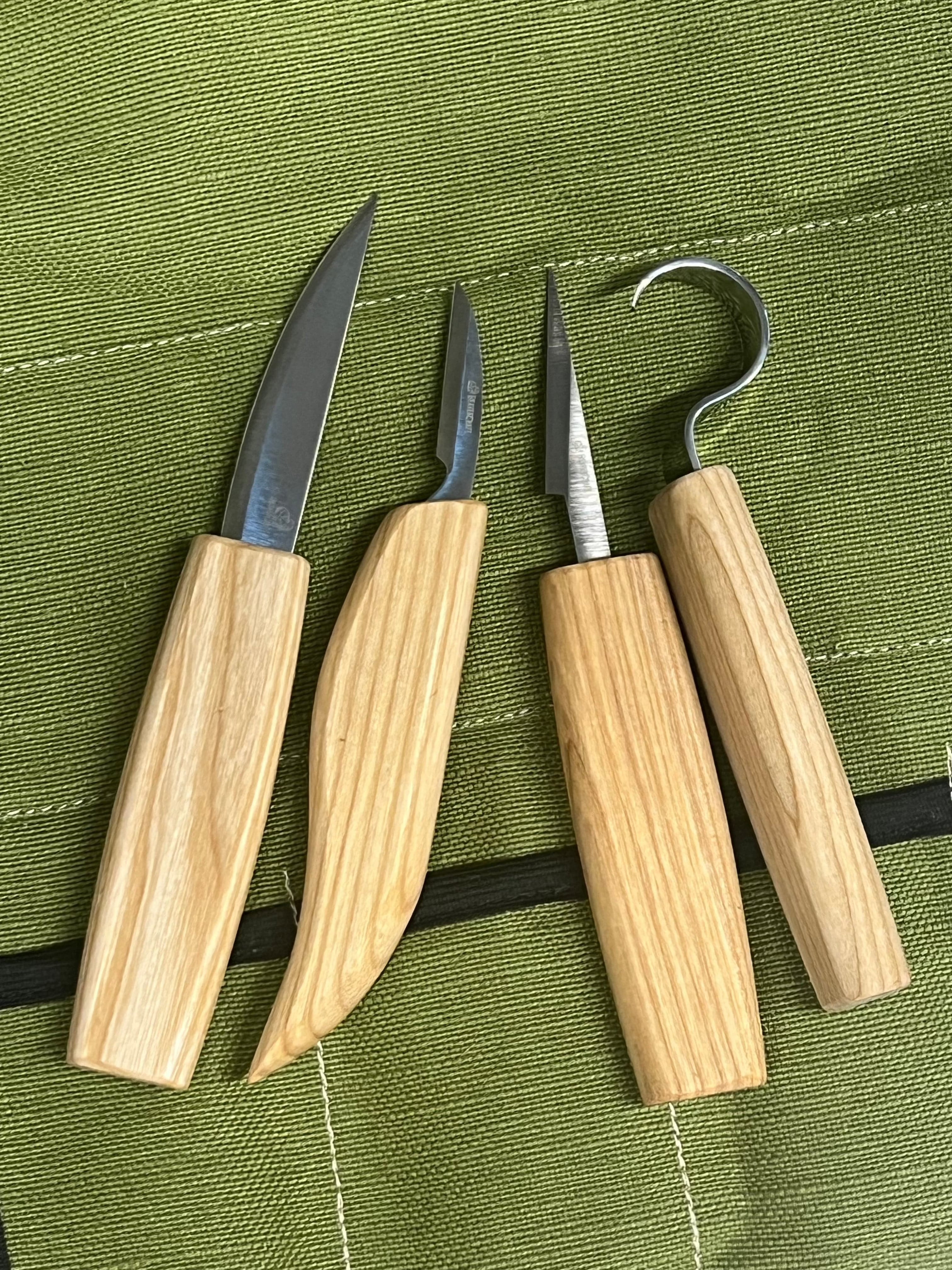 Holzbildhauer-Set S09 in Leinentasche mit 4 Eisen
