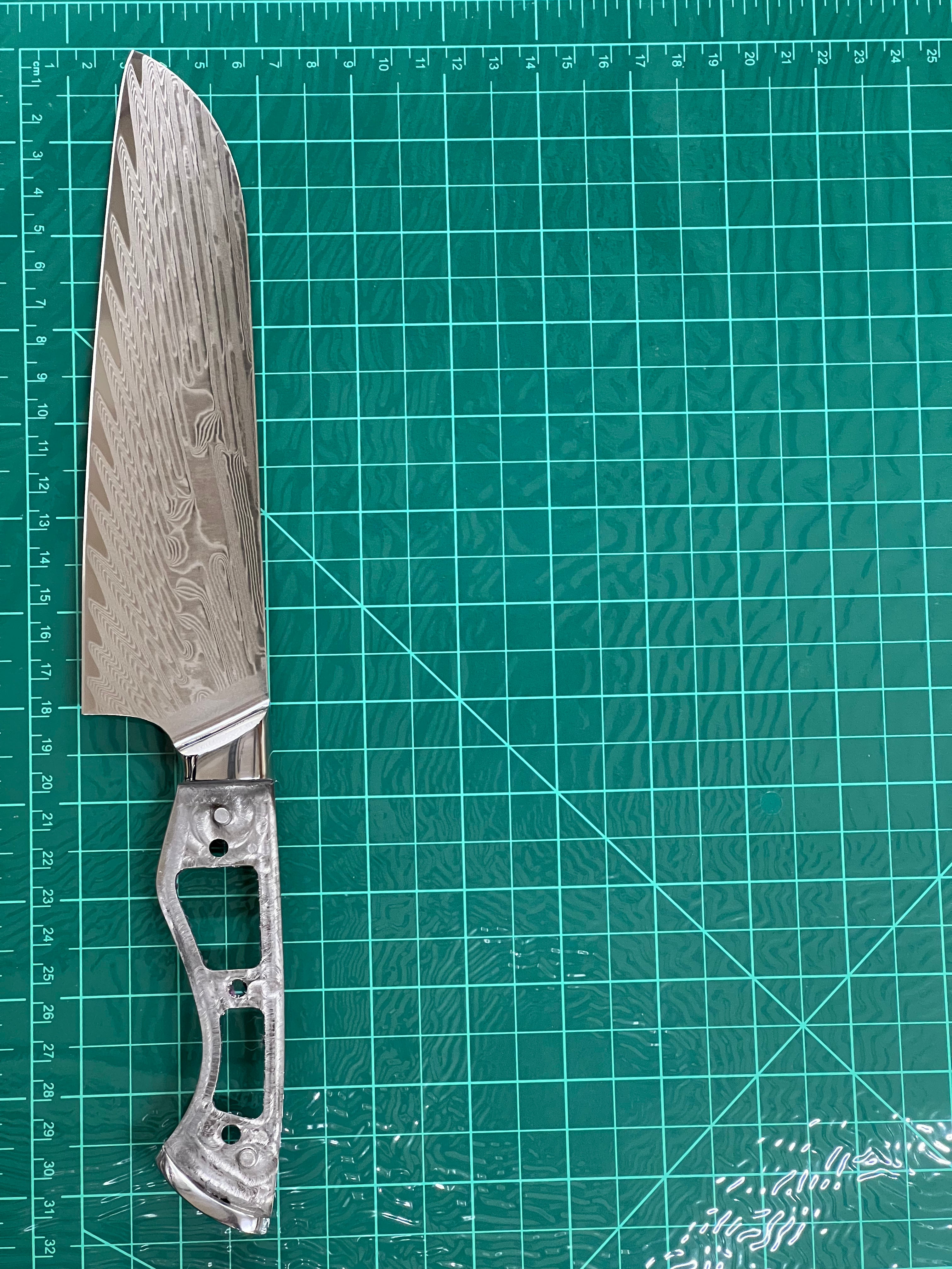 Santoku - VG10 Damast Kochmesser 8" Vollerl mit Zwingen
