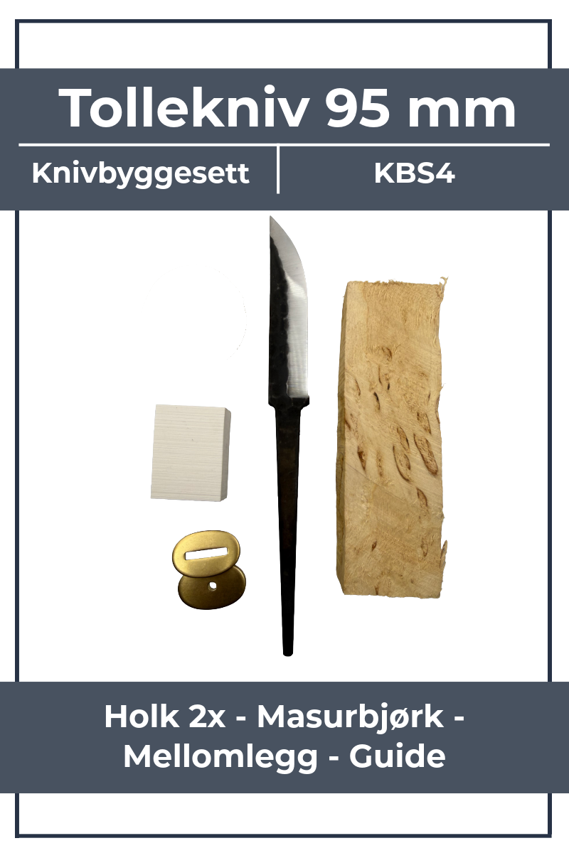 Messerbausatz KBS4 – 95 mm Hammerfinish mit Maserbirke und Messingbacken