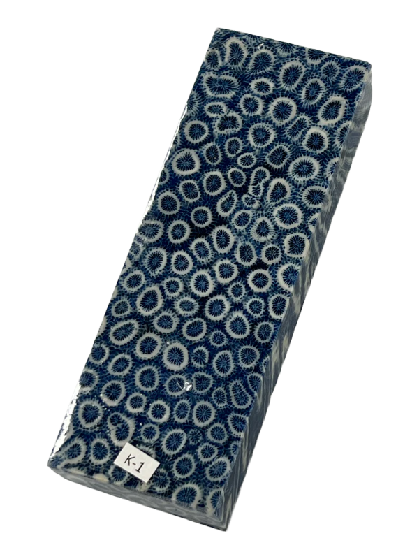 Fossilkorallen-Griffstück K1 (blau)