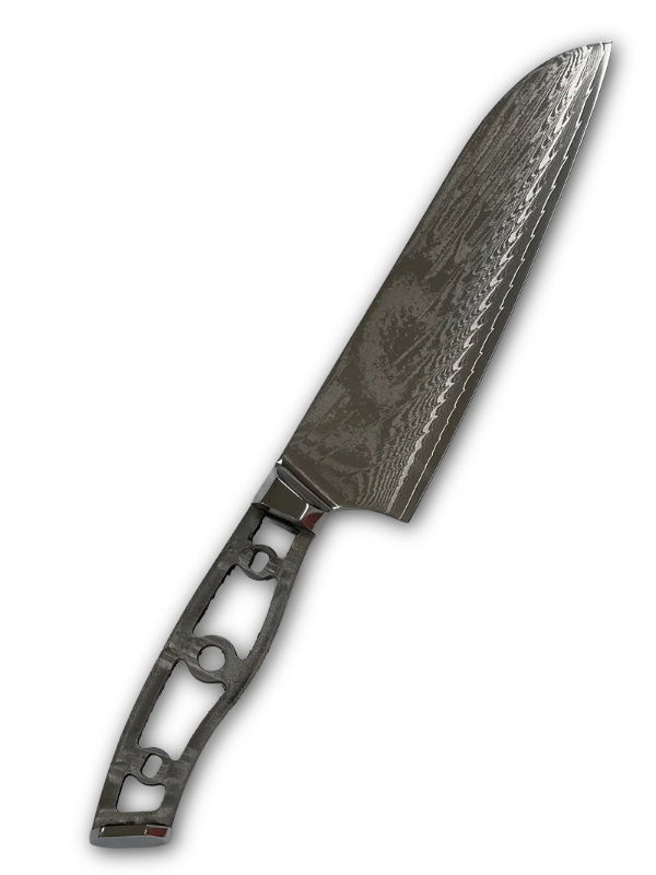Santoku – AUS10 Damast Kochmesser 8" Vollerl mit Zwingen