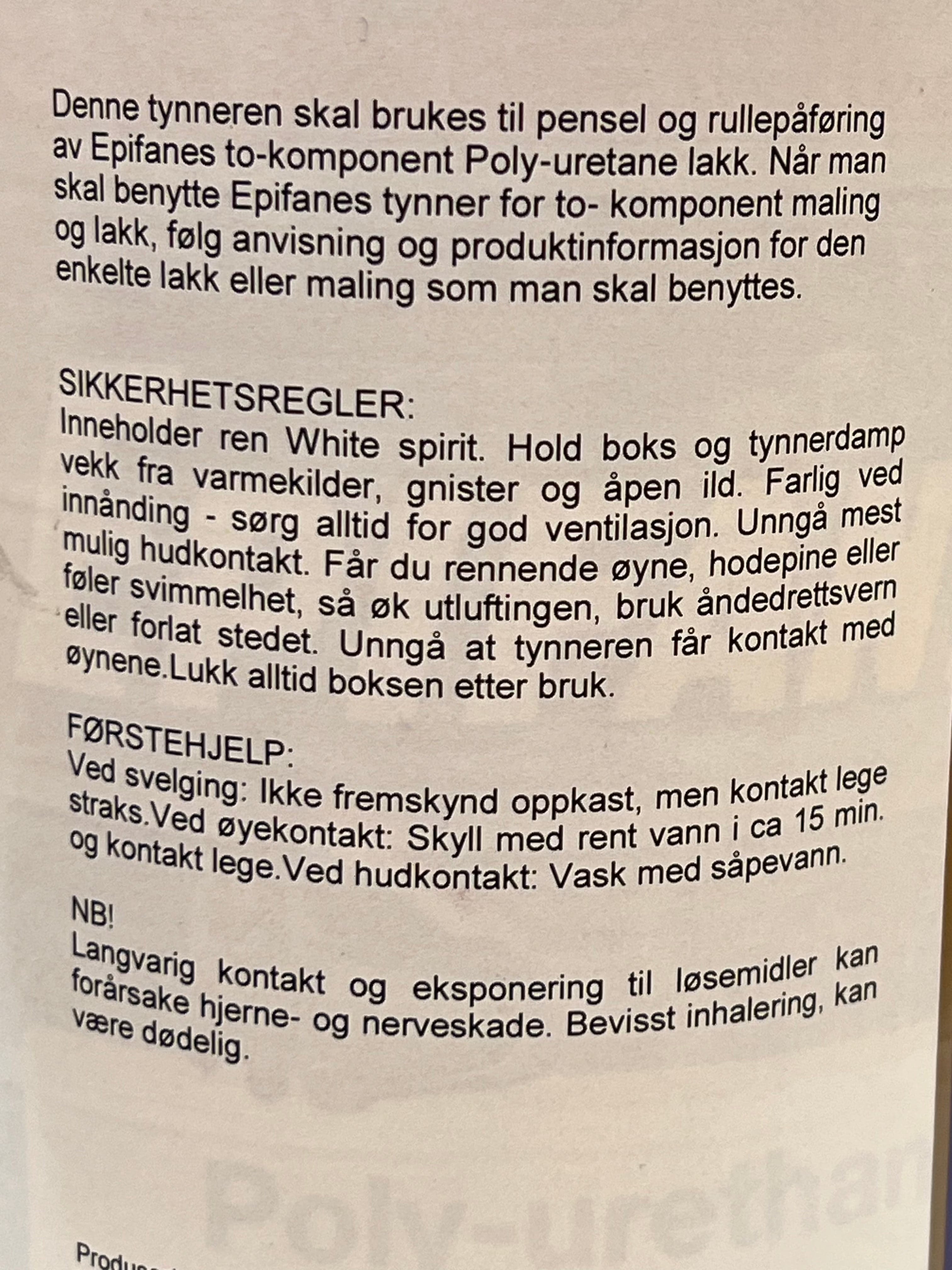 Epifanes Verdünnung für Polyurethan-Lack zwei-komponentig 1000 ml