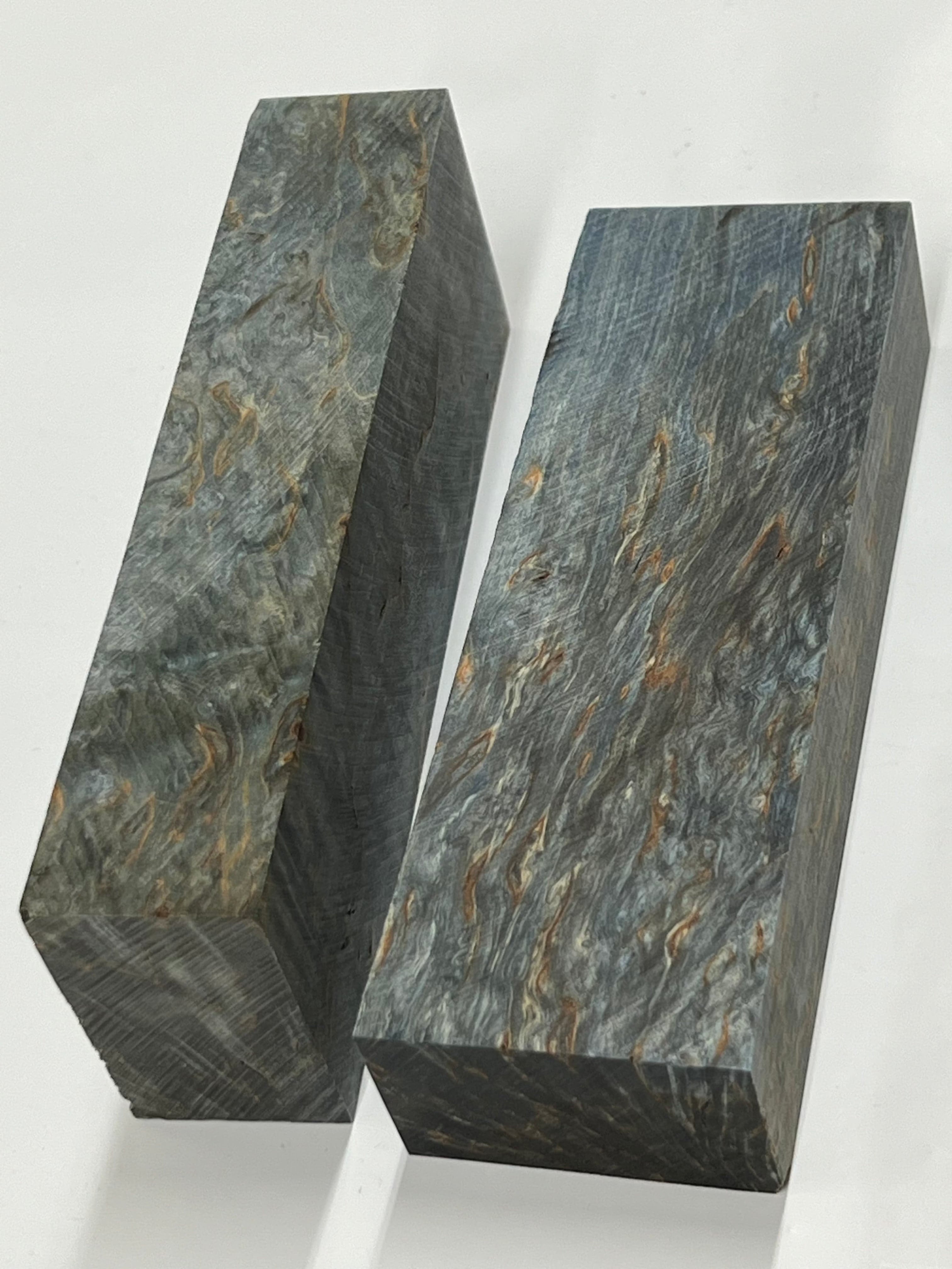 Maserbirke Blau - Stabilisierter Messerblock